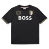 Barn-T-shirt i stretchtyg med broderade patchar Barn-T-shirt i stretchtyg med broderade patchar