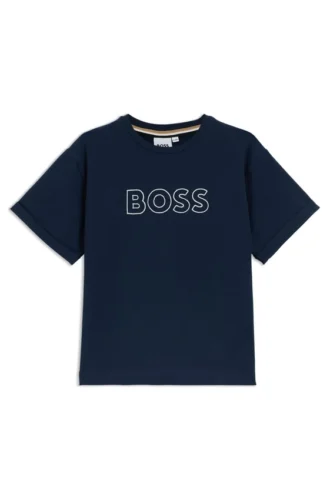 Barn-T-shirt med broderad logotyp i stretchbomull