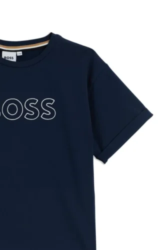 Barn-T-shirt med broderad logotyp i stretchbomull