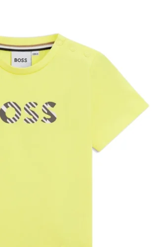 Barn-T-shirt med präglad logotyp i bomullsjersey