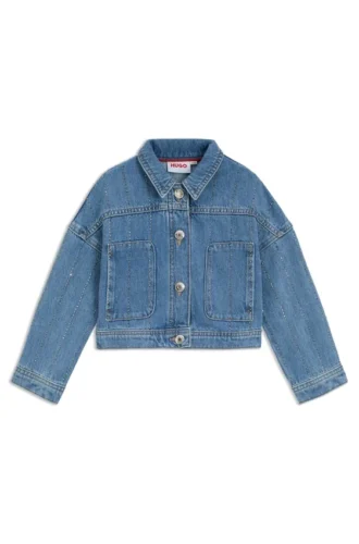 Barnjacka med nitar och ränder i blå denim
