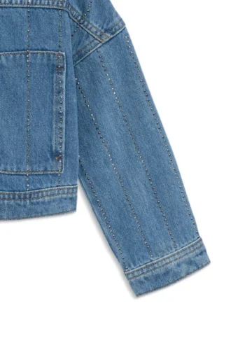 Barnjacka med nitar och ränder i blå denim