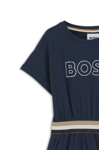 Barnklänning i stretchbomull med broderad logotyp