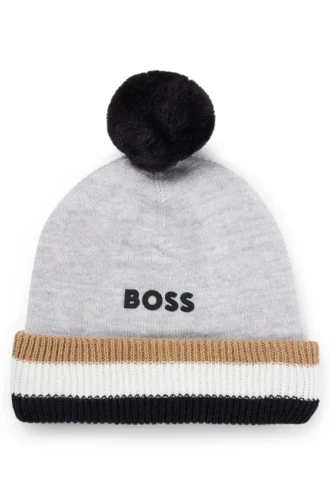 Barnmössa med pompon och 3D-logotryck