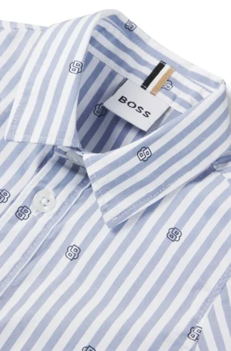 Barnskjorta i randig bomull med Double B-monogram