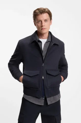 BECKHAM x BOSS jacka med dragkedja i ull och kashmir