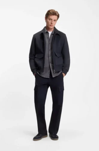BECKHAM x BOSS jacka med dragkedja i ull och kashmir