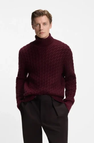 BECKHAM x BOSS kabelstickad tröja i ull och kashmir