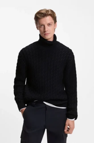 BECKHAM x BOSS kabelstickad tröja i ull och kashmir