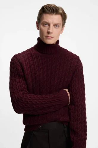 BECKHAM x BOSS kabelstickad tröja i ull och kashmir