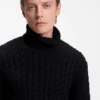 BECKHAM x BOSS kabelstickad tröja i ull och kashmir