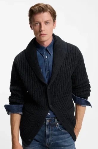 BECKHAM x BOSS-kofta i ledig passform i ull och kashmir