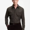 BECKHAM x BOSS skjorta i virgin wool med avslappnad passform