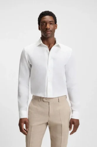 BECKHAM x BOSS skjorta med normal passform i linne