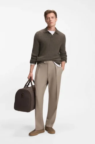 BECKHAM x BOSS-tröja med mouliné-ribb och polokrage