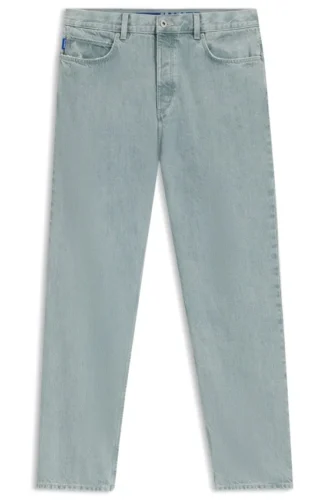 Blå baggy-fit-Jeans i styv denim