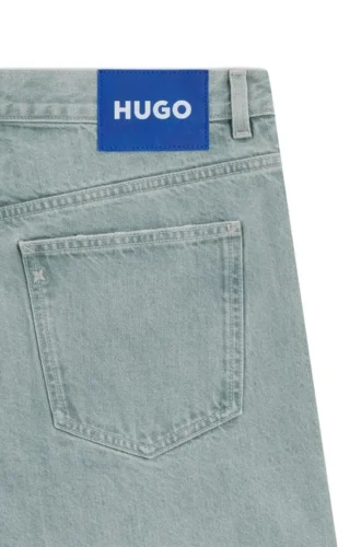Blå baggy-fit-Jeans i styv denim