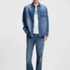 Blå baggy-passformede jeans i randig denim