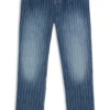 Blå baggy-passformede jeans i randig denim