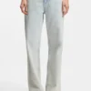 Blå boyfriend-passform jeans i styv denim