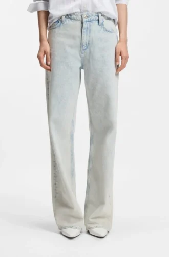 Blå boyfriend-passform jeans i styv denim