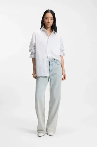 Blå boyfriend-passform jeans i styv denim