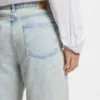 Blå boyfriend-passform jeans i styv denim
