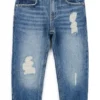 Blå jeans för barn i normal passform i slitna denim