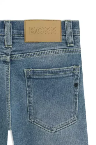 Blå jeans för barn i normal passform i stretchdenim