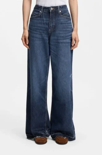 Blå jeans i avslappnad passform i styv denim