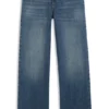 Blå jeans i lös passform i styv denim