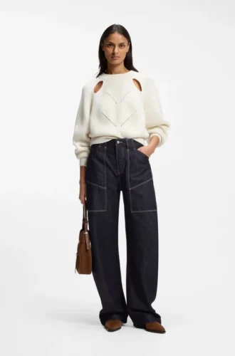 Blå jeans med ballongben i blå, styv denim