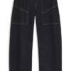 Blå jeans med ballongben i blå, styv denim