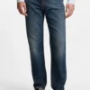 Blå jeans med normal passform i vintage-tvättad denim