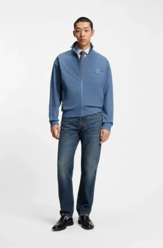 Blå jeans med normal passform i vintage-tvättad denim