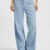 Blå jeans med vida ben i styv denim Blå jeans med vida ben i styv denim