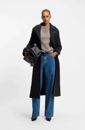 Blå jeans med vida ben i styv denim