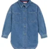 Blå, löst sittande skjorta i bomullsdenim för barn