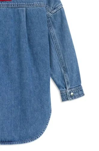 Blå, löst sittande skjorta i bomullsdenim för barn