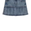 Blå minikjol i styv denim med halvplissering