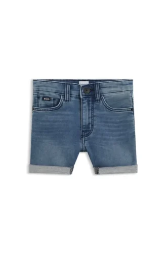 Blå shorts för barn i stretchdenim