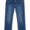 Blå slim fit-Jeans för barn i stickad denim