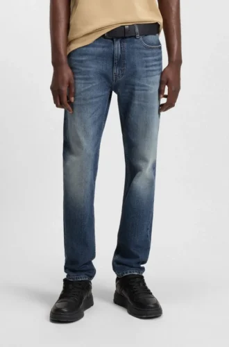 Blå slim fit-jeans i bekvämt stretchdenim