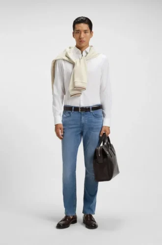 Blå slim fit-jeans i funktionsdenim