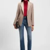Blå slim fit-jeans i marmorerad, bekväm stretchdenim