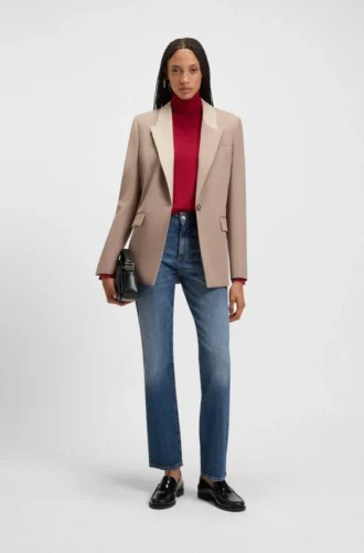Blå slim fit-jeans i marmorerad, bekväm stretchdenim