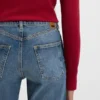 Blå slim fit-jeans i marmorerad, bekväm stretchdenim