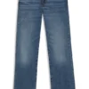 Blå slim fit-jeans i marmorerad, bekväm stretchdenim
