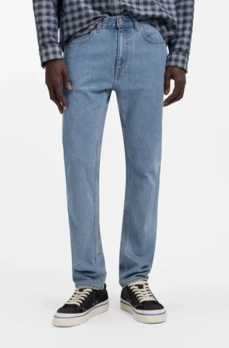 Blå slim fit-jeans i stretchdenim