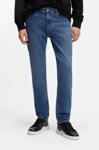 Blå slim fit-jeans i stretchdenim